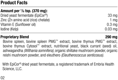 A1660 Canine Immune System Support, 110 g, Rev 01 Supplement Facts